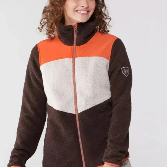 Kuhl Womens Prism Deep Pile Fleece Sherpa Jacket Full Zip Sweater M Ganache - Picture 3 of 8